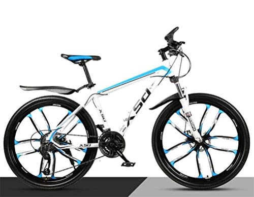 Mountainbike : Tbagem-Yjr Herren-Doppel-Suspension Mountain Bikes, 26-Zoll-Pendler Stadt Hardtail Fahrrad for Erwachsene (Color : White Blue, Size : 21 Speed)