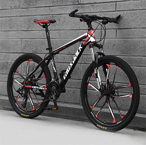 Mountainbike : Tbagem-Yjr High-Carbon Stahl Mountain Bike Doppelaufhebung Der Männer, 26-Zoll-Stadt Straßenfahrrad (Color : Black red, Size : 24 Speed)