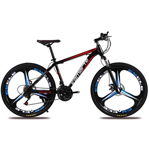 Mountainbike : Tbagem-Yjr Mountain Bike Stahlrahmen 26-Zoll-Doppelaufhebung REIT Dämpfung Mountainbike Fahrrad (Color : Black red, Size : 21 Speed)