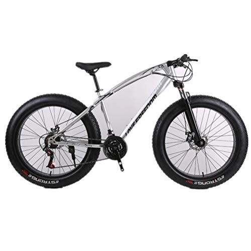 Mountainbike : Tbagem-Yjr Mountainbike, 26-Zoll-Rad Doppelscheibenbremse Breitreifen Stadt Straßenfahrrad (Color : Silver, Size : 24 Speed)