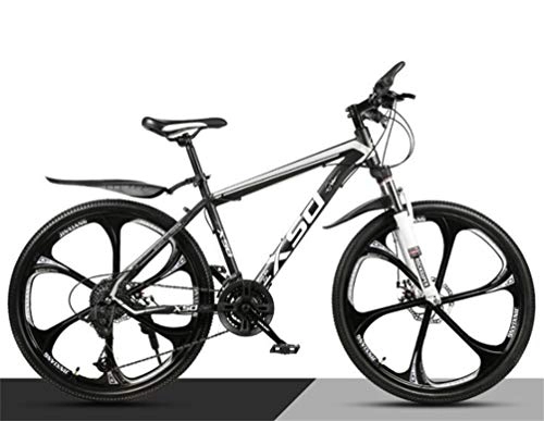 Mountainbike : Tbagem-Yjr Mountainbike High-Carbon Stahl 26 Zoll Speichenrad Doppelaufhebung, Herren MTB (Color : Black White, Size : 24 Speed)