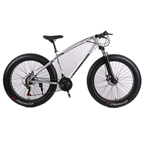 Mountainbike : Tbagem-Yjr Snow Mountain Bike, 26-Zoll-Rad Geländefahrraddoppelscheibenbremse Breitreifen (Color : Silver, Size : 24 Speed)