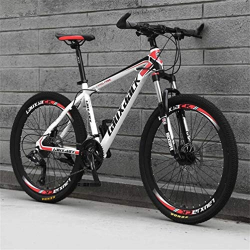 Mountainbike : Tbagem-Yjr Sport Und Freizeit Mountainbikes, 26-Zoll-Rad-Doppelaufhebung Jungen Fahrrad (Color : White Red, Size : 24 Speed)