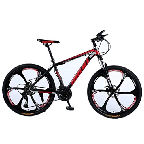 Mountainbike : Tbagem-Yjr Stahl-Rahmen Mountainbike, Zoll Doppelaufhebung Mens Stadt Straßenfahrrad 26 (Color : Black red, Size : 21 Speed)