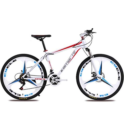 Mountainbike : Tbagem-Yjr Unisex Pendler Stadt Hardtail Bike 24 Zoll Rad 27 Geschwindigkeit Off-Road Herren MTB (Color : White red)