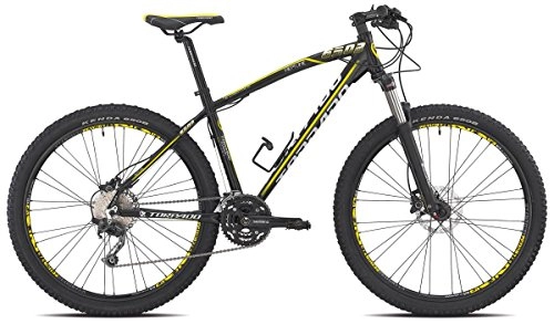 Mountainbike : TORPADO Mountainbike, 27, 5 Zoll, Aluminium, 3 x 7 V, Scheibe, Größe 53 Schwarz, Gelb (MTB Stoßdämpfer)