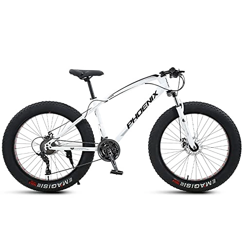 Mountainbike : Ultraleichtes 4, 0-Zoll-Mountainbike mit dicken Rädern, Fat Tire Mountain Trail-Fahrrad für Erwachsene, 21 / 24 / 27 / 30-Gang-Fahrrad, Rahmen aus Kohlenstoffstahl, vollgefedertes Fahrrad mit Doppelscheiben