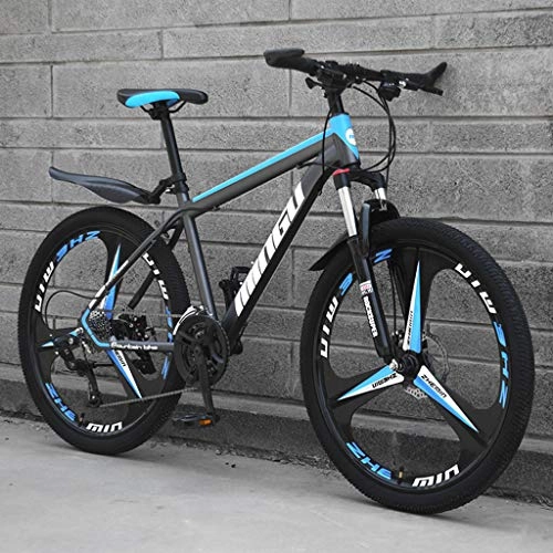 Mountainbike : Unbekannt Mountainbike MTB 27 Speed ​​Steel Rahmen 26 Zoll Federung Dämpfung Bike, Blue Black
