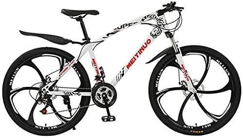 Mountainbike : UYHF Mountainbike Jungen Herren Fahrrad 26 Zoll Mountainbike 21 / 24 / 27 Gang Gangschaltung Mit Doppelfederung Und Scheibenbremsen White-24 Speed