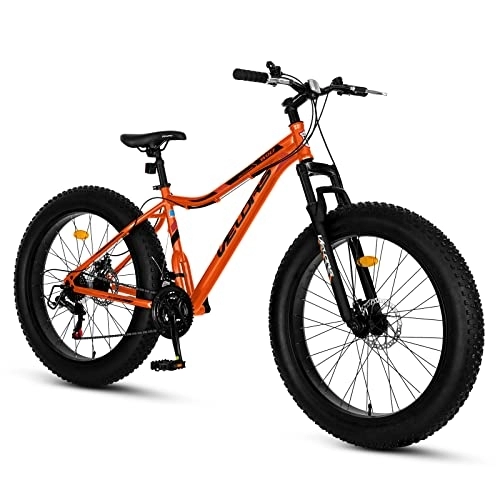 Mountainbike : Velors 26 Zoll Fatbike Mountainbike | Shimano 21 Gang-Schaltung, 4.0 fette Reifen Fahrrad, Doppelscheibenbremsen, Fahrrad geeignet für Erwachsene, MTB, Männer und Frauen