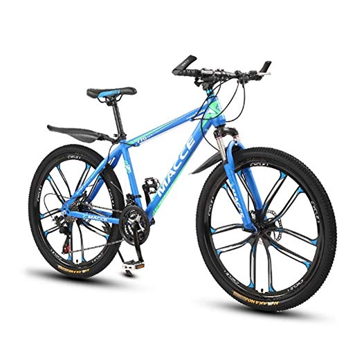 Mountainbike : WGXY Faltbares Mountainbike, Hardtail-Mountainbike aus Kohlenstoffstahl, MTB-Fahrrad mit Speichenrad, Straßenrennen mit doppelter Stoßdämpfung, Blau, 26 inch 24 Speed