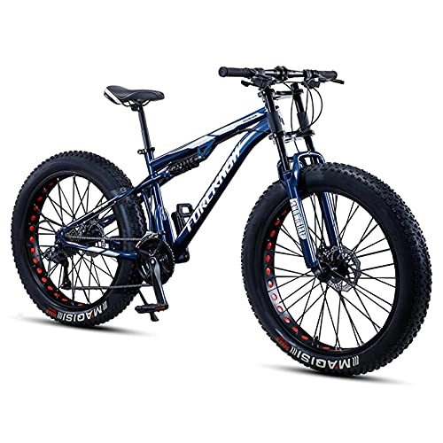 Mountainbike : WOGQX 26-Zoll-27-Gang-Mountainbike Mit Fat Tire, Dual-Suspension-Mountainbike Für Erwachsene Mit 4-Zoll-Knobby-Reifen, Verstellbarem Sitz Und Doppelscheibenbremse