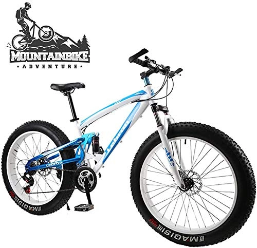 Mountainbike : Wttfc 26 & 24 Zoll MTB Vollfederung für Erwachsenen Herren Damen, Fette Reifen Fahrräder Mountainbike mit Scheibenbremsen, Rahmen aus Kohlenstoffstahl, Schwarz, 26 Inch 30 Speed