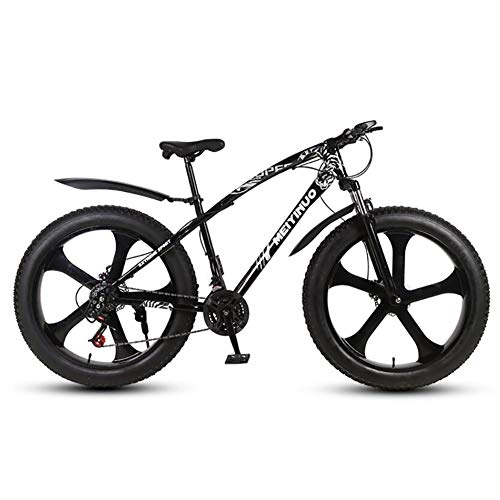 Mountainbike : WXX 26 Zoll Mountainbike Breitreifen Off-Road-Fahrrad-Doppelscheibenbremse Titanlegierung Erwachsene Im Freien Strand Speed ​​Bike, Schwarz, 27 Speed