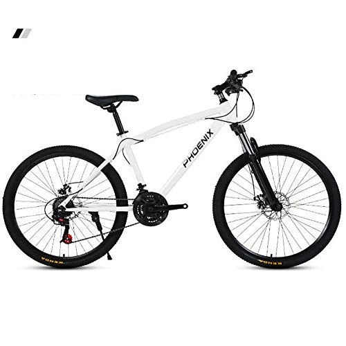 Mountainbike : XIAOFEI 21-Gang-MTB-Fahrrad Fahrrad 24 / 26 Zoll Mountainbike / Magnesium-Leichtmetallfelgen Mountainbike / Fahrrad Erwachsene Männer, Fahrradstoßdämpfung, Offroad-Einradrennen, Weiß, 24