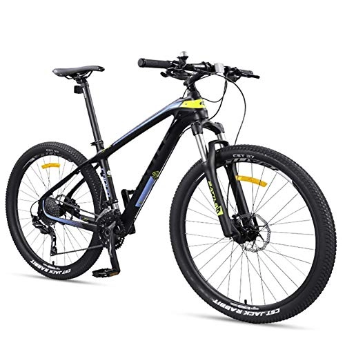 Mountainbike : Xiaoyue 27, 5 Zoll Erwachsene Mountain Bikes, Ultra-Light Carbon Fiber-Rahmen Mountain Trail Fahrrad, Doppelscheibenbremse Männer Frauen Hardtail Berg Fahrrad, Orange, 27 Geschwindigkeit lalay