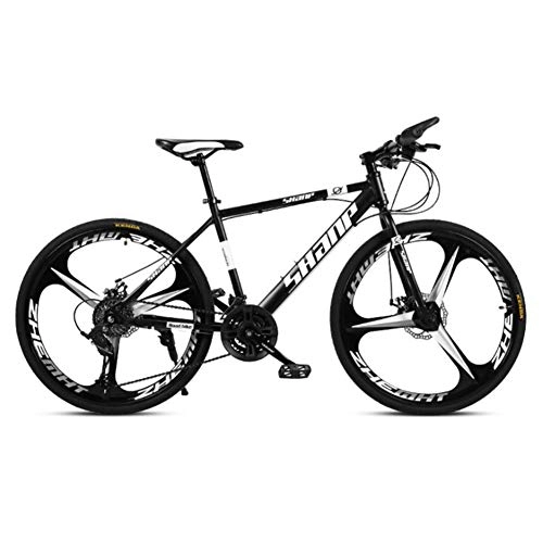 Mountainbike : XNEQ 24 / 27 / 30 Zoll Erwachsene Mountain Bike, Doppelscheibenbremse, EIN Rad, männliche und weibliche Studenten Geschwindigkeit Fahrrad, Schwarz, 30
