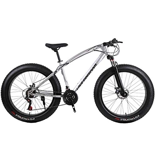 Mountainbike : Yangsanjin Mountainbike, Hartstahl, Doppelscheibenbremse, MTB für Studenten, Herren und Damen, Outdoor-Fahrräder, 21 Gänge, 66 cm, Silberfarben