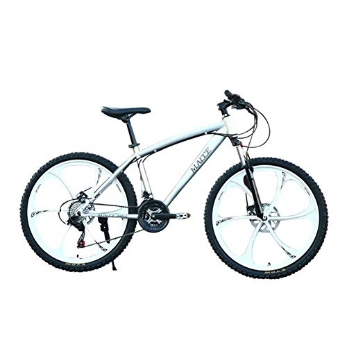 Mountainbike : YiWu 26inch Carbon Steel Mountainbike 24-Gang-Fahrrad Fully MTB Faltbare Fahrrad Unisex Rennräder for den Schulsport (Farbe : Silver)