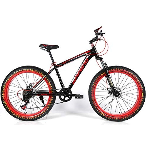 Mountainbike : YOUSR Hardtail MTB Gabelfederung Snow Bike Mit Vollfederung fr Herren und Damen Red Black 26 inch 24 Speed
