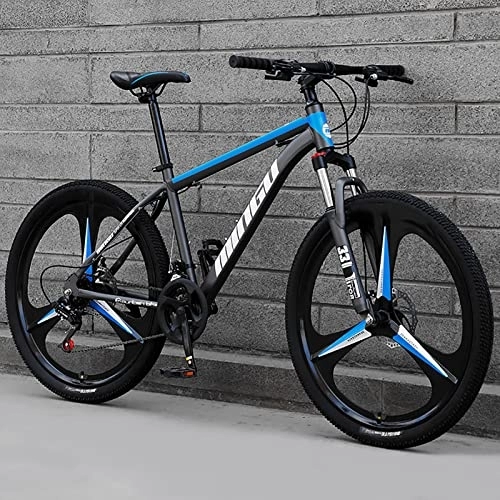 Mountainbike : ZEYHOME Mountainbike Erwachsene, Rahmen Aus Kohlenstoffstahl, 21-30 Geschwindigkeiten, Federung, Doppelscheibenbremse Rutschfestes Sportfahrrad für Den Außenbereich(24" 30 Speed, Blue)