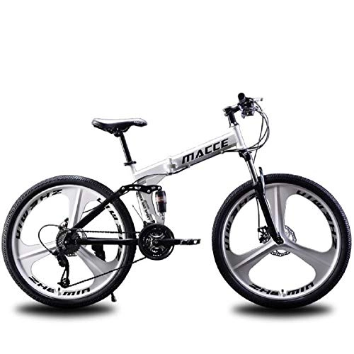 Mountainbike : ZMJY Leichtes faltbares Mountainbike, 26-Zoll-Stahlrahmen-Fahrrad 21-Gang-Getriebe ist kompakt und leicht, White