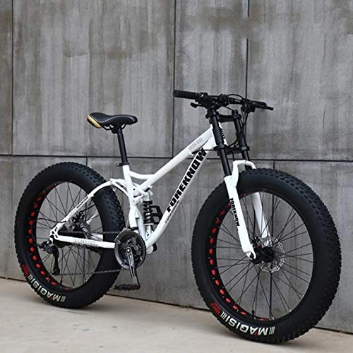 Mountainbike : ZXCVB 24 / 26 Zoll Mountainbike MTB Hardtail 4.0 Fat Tire Bike Strand Schnee Mountainbiken Männer Und Frauen, White-24inch / 24speed