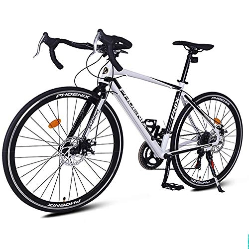 Rennräder : Adult Rennrad, Leichtes Aluminium-Fahrrad, Stadt-Pendler-Fahrrad mit Doppelscheibenbremse, 700 * 23C Räder, eine Größe, Weiss Geeignet für Männer und Frauen, Radfahren und Wand (Color : White)