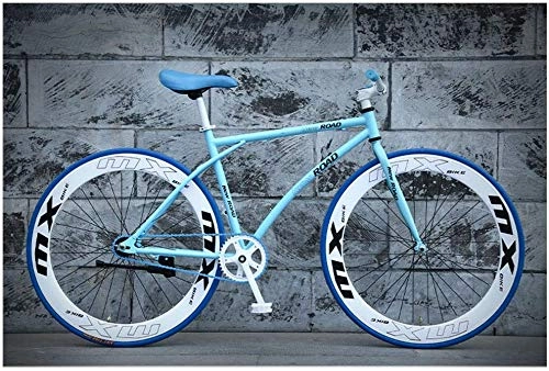 Rennräder : Aoyo Single Speed, 26 Zoll, Fahrrad, Fahrräder, Reverse-Bremsanlage, Rennrad, Fixed Gear, High Carbon Stahl, Bike, Männer Frauen Universal, (Color : Blue White)