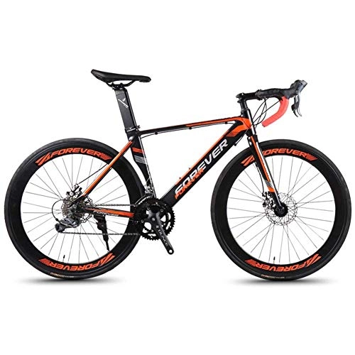 Rennräder : AZYQ 14-Gang-Rennrad, Aluminiumrahmen-Rennrad, Herren-Damen-Rennrad mit mechanischen Scheibenbremsen, City Commuter-Fahrrad City Utility Bike, Orange, rot