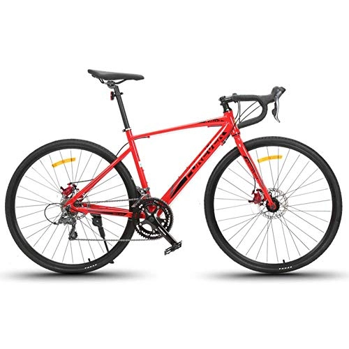 Rennräder : BCX 16-Gang-Rennrad, leichtes Aluminium-Rennrad, Ölscheibenbremssystem, City-Pendlerfahrrad für Erwachsene, perfekt für Straßen- oder Dirt-Trail-Touren, weiß, rot
