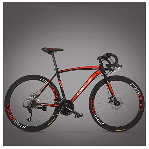 Rennräder : BCX Rennrad, ultraleichtes Fahrradrahmen für Erwachsene mit hohem Kohlenstoffgehalt, Carbon-Gabel-Ausdauer-Rennrad, City Utility-Fahrrad, 3-Speichen-Schwarz, 27-Gang, rot, 27 Geschwindigkeit