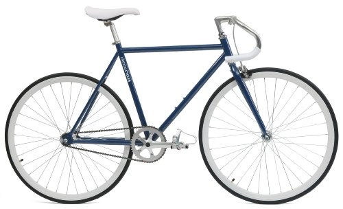 Rennräder : Critical Cycles Classic Fixed-Gear Single-Speed Urban Road Bike with Pista Drop Bars, Mitternachtsblau, 43 cm / X-Small