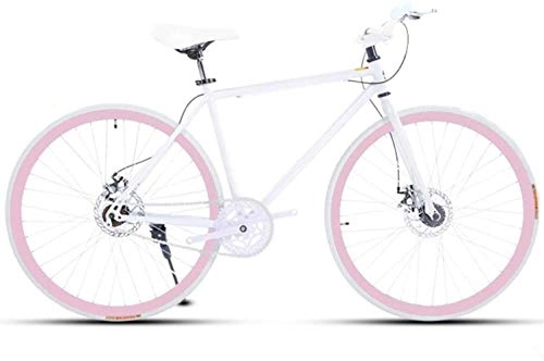 Rennräder : DALUXE Rennrad Fr Mnner Und Frauen, Einfaches Fahrrad, Erwachsene Frauen Fahrrad, Sportwagen, 26 / 24 Zoll Zwei, Pneumatic Racing (wei rosa), XL