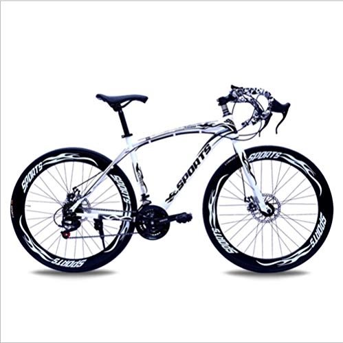Rennräder : DGAGD 26-Zoll-Rennrad mit Variabler Geschwindigkeit und Doppelscheibenbremsen, Rennrad, 60 Schneidräder-weiß schwarz_30 Geschwindigkeit