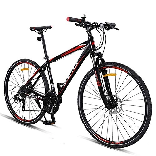 Rennräder : DJYD Adult Rennrad, 27 Geschwindigkeit Fahrrad mit Federgabel, Mechanische Scheibenbremsen, Quick Release Stadt-Pendler-Fahrrad, 700C, Grau FDWFN (Color : Black)