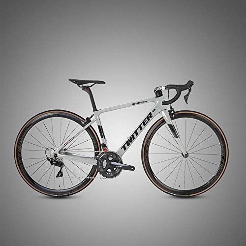 Rennräder : Edman Rennrad, 700C-Räder, Carbonrahmen, 22-Gang-Fahrrad, Stoßdämpfung der Vorderradgabel, Erwachsene männliche und weibliche Windbreaker-Rennräder-grau_54cm