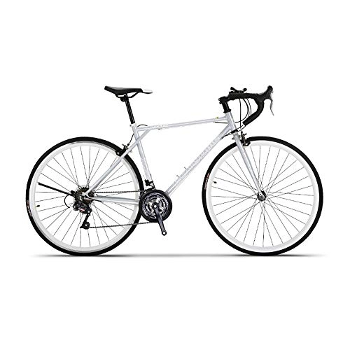 Rennräder : Fahrrad, Rennrad, Adult Sport Hybrid-Rennrad, 21-Gang-Fahrrad, mit 700C-Rad und Rahmen aus kohlenstoffhaltigem Stahl, starke Tragfähigkeit, nicht leicht zu verformen / Silber / 163x94cm