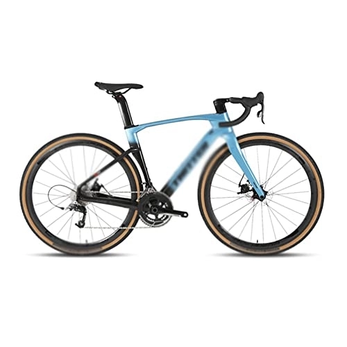 Rennräder : Fahrräder für Erwachsene Road Bike Disc Brake Fully Hidden Cable Carbon Fiber Handlebar Use Groupset (Color : Blue, Size : 22_54CM)