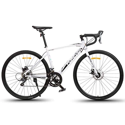 Rennräder : FANG 16 Gang-Schaltung Rennrad Fahrrad, Hydraulische Scheibenbremse, Starre Nabe, Unisex Erwachsene Aluminium Rahmen Ultra-Licht Fahrrad, Weiß