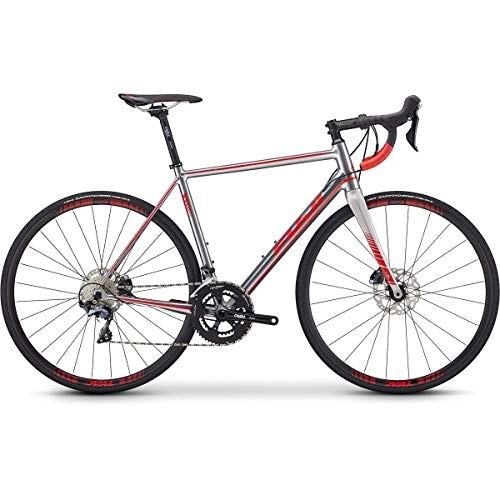 Rennräder : Fuji Roubaix 1.3 Disc 2019 Rennrad, poliertes Silber / Rot, 54 cm (21 Zoll) 700c