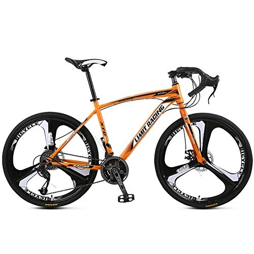 Rennräder : FXMJ Rennrad Adult Racing Bike 27-Gang Doppelscheibenbremse 26 Zoll 3 Speichen Rad, geeignet für Fortgeschrittene bis Fortgeschrittene, Orange