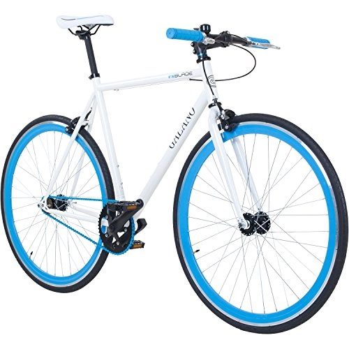 Rennräder : Galano 700C 28 Zoll Fixie Singlespeed Bike Blade 5 Farben zur Auswahl, Rahmengrösse:53 cm, Farbe:Weiß / Blau