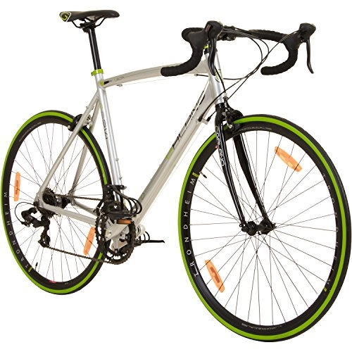 Rennräder : Galano 700C 28 Zoll Rennrad Vuelta Sti 4 Rahmengrößen 2 Farben, Farbe:grau / grün, Rahmengrösse:62 cm