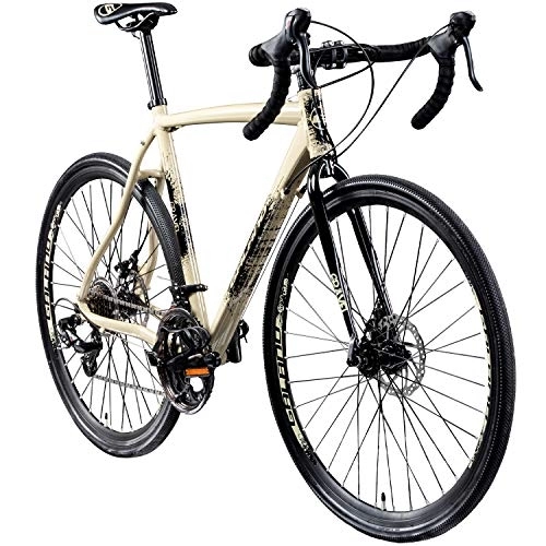 Rennräder : Galano Cyclocross 700c Gravel Bike Cross Fahrrad Rennrad 28" Gravel Trail 14Gang (Creme / anthrazit, 55 cm)