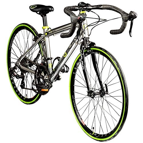 Rennräder : Galano Rennrad 24 Zoll Jugendfahrrad Rennfahrrad für Jugendliche Vuelta 14 Gänge (Silber, 35, 5 cm)