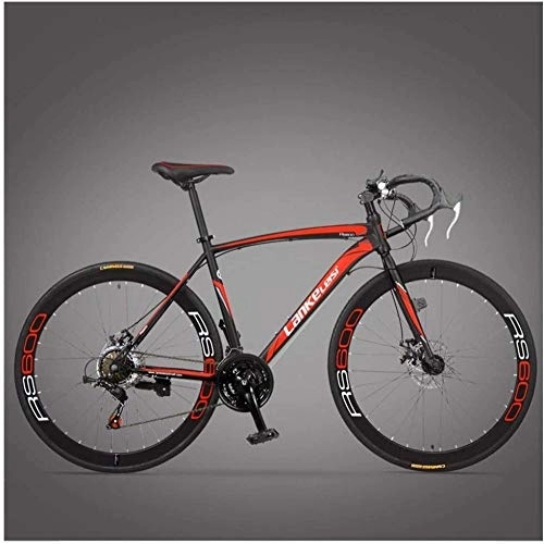 Rennräder : GJZM Mountainbikes Rennrad Erwachsene Carbonrahmen mit hohem Kohlenstoffgehalt Ultraleichtes Fahrrad Kohlefasergabel Ausdauer Rennrad City Utility Bike 3 Speichen Schwarz 27 Speed-21 Speed_Red