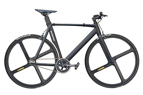 Rennräder : GODSPEED-Bikes Singlespeed Fixie 700C 28" Fahrrad Rennrad Leichter Aluminium Aero-Rahmen Schwarz matt Speedy 3 - FRA (58cm (Ab Körpergröße: 181cm))