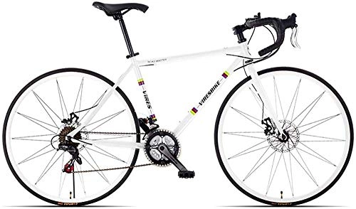 Rennräder : H-ei 21 Speed ​​Road Fahrrad, Kohlenstoffstahlrahmen Herren Rennrad, 700c Räder City Pendler Fahrrad mit Dual Scheibenbremse (Color : White, Size : Bent Handle)