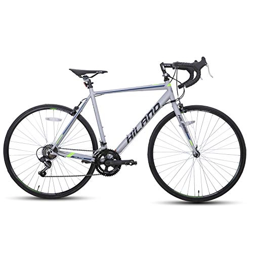 Rennräder : Hiland Rennrad 700c Stahlrahmen mit 14 Gang-Schaltung 54cm Silber klemmbremse Racing Bike City Pendlerfahrrad für Damen und Herren